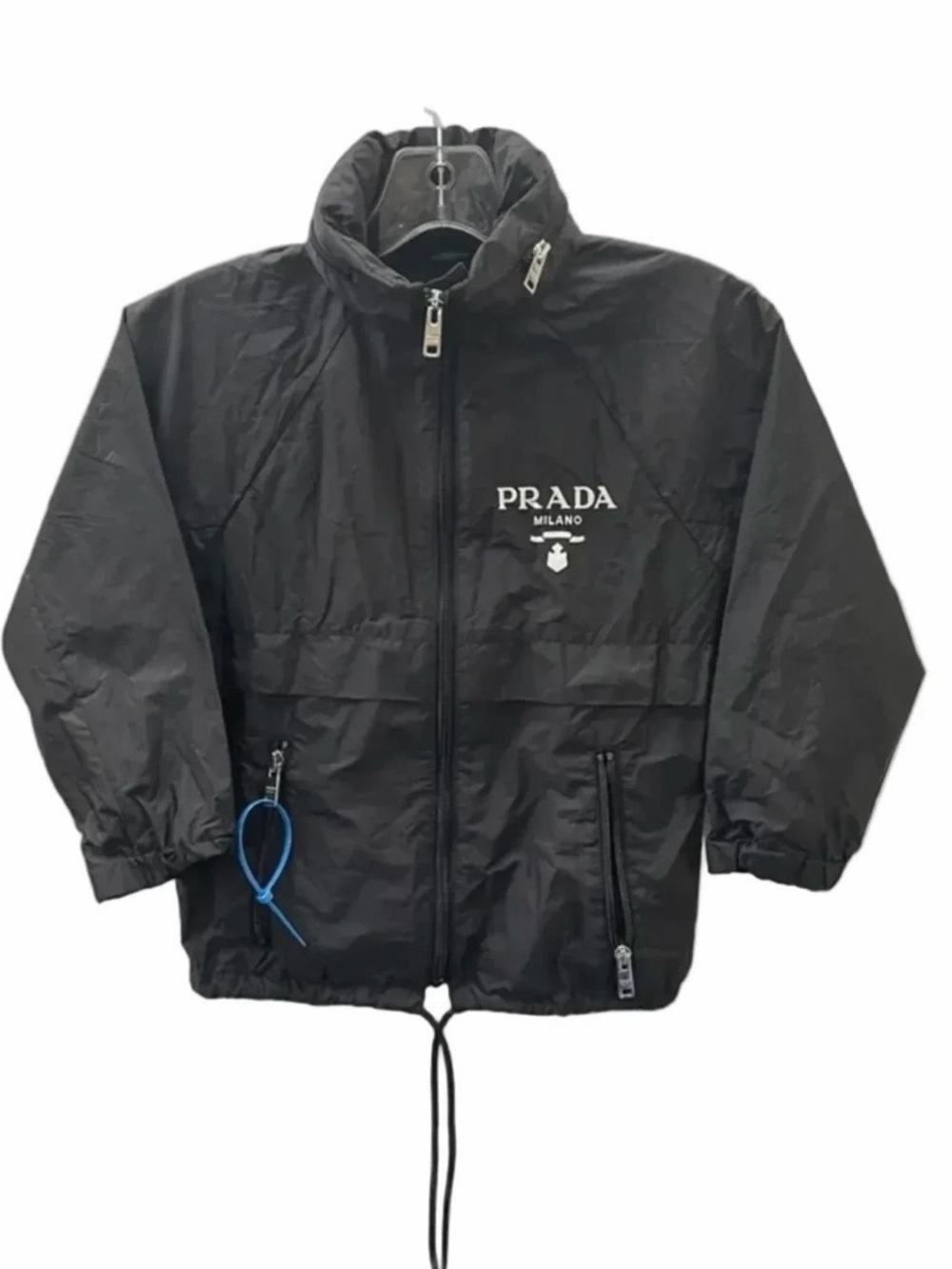 Prada Black Logo Windbreaker Rain Jacket